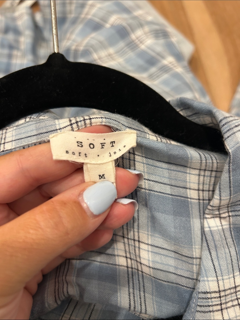 Soft Joie Light Blue Plaid Button-Up Shirt, Super Soft, Medium - Picture 8 of 10